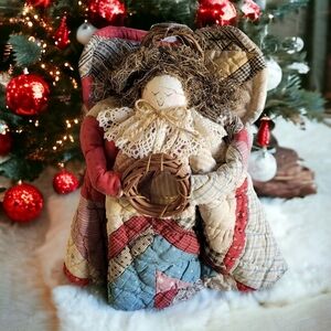 Folk Art Cutter Quilt Hanging Angel Doll Tree Topper Handmade Vintage Primitive